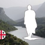 Paesaggio, figura monaco e Sardegna bandiera