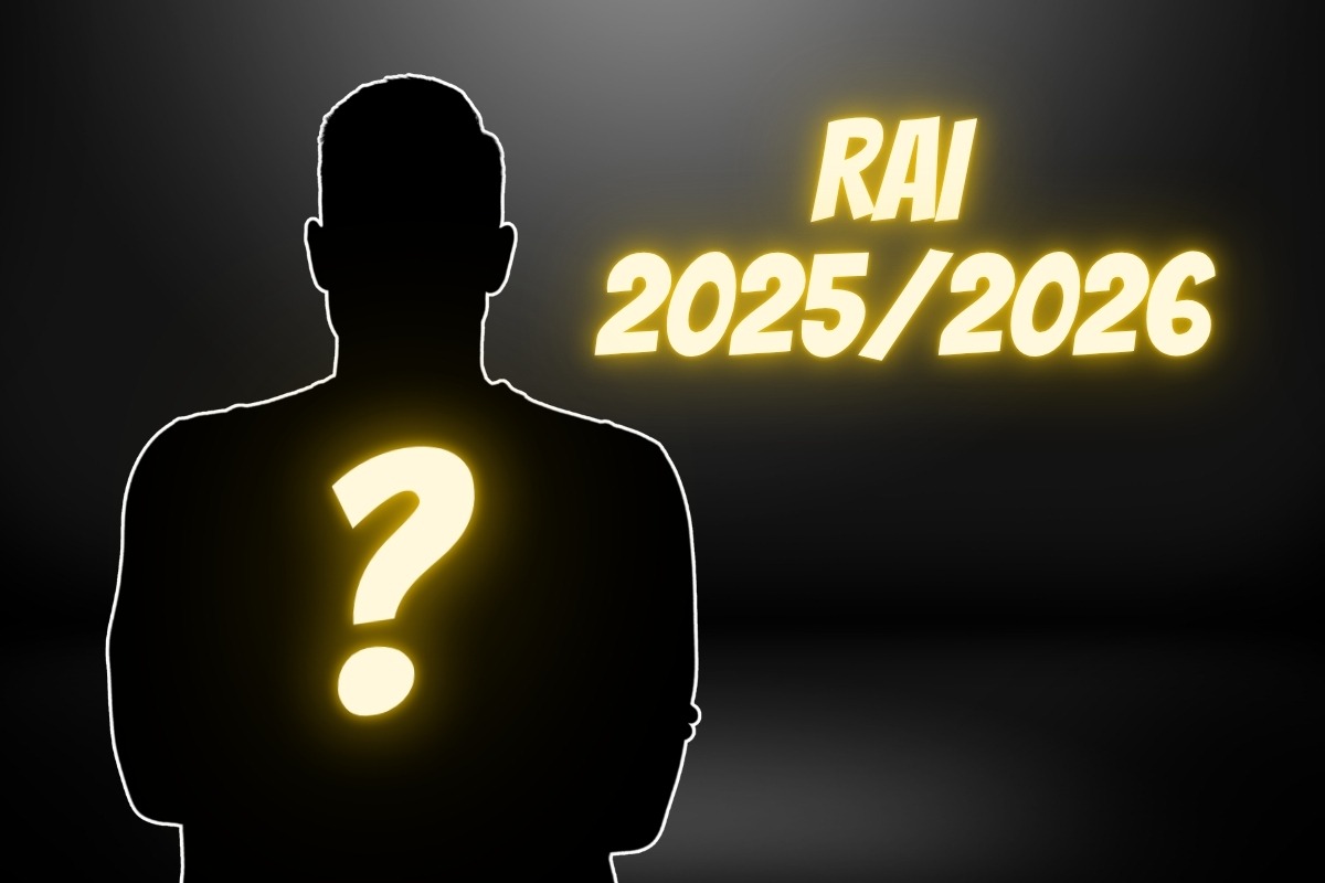 Sagoma maschile, scritta Rai 2025/2026, interrogativo