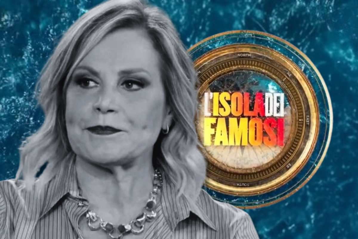 Simona Ventura e logo L'Isola dei Famosi