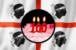 Bandiera Sardegna e candelina 100 anni