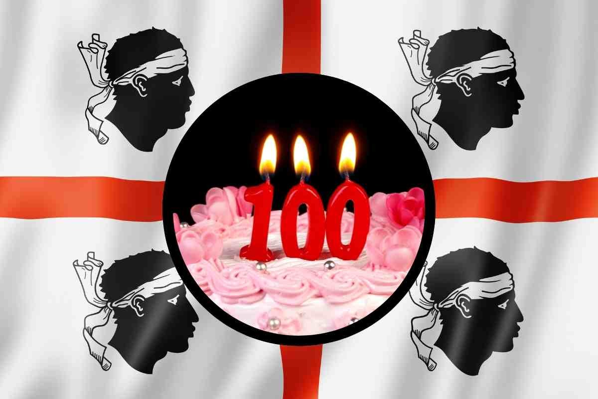 Bandiera Sardegna e candelina 100 anni
