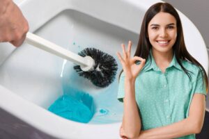 detergente nel wc e donna gesto ok