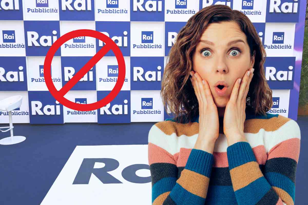 loghi rai sullo sfondo e donna sorpresa