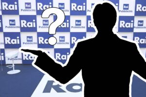 sagoma uomo nera su sfondo loghi rai