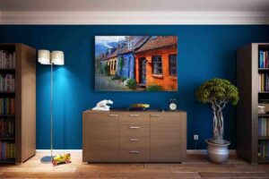 casa con pareti blu